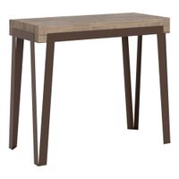 consola extensible 90x40300 cm efecto madera roble natural hierro