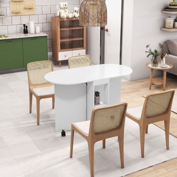 Mesa De Comedor Plegable Melamina De Madera Homcom 120x60x77cm Blanco