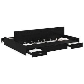 Cama Matrimonial | Cama Para Adulto | Cama Con Almacenamiento Con Cabecera Roble Negro 140 X 190 Cm