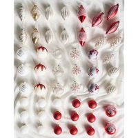conjunto de 50 bolas de navidad decorativas de vidrio para colgar en el arbol de navidad estilo glam tradicional rojoblanco snowflake