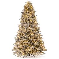 arbol de navidad nevado con luces costway 460 led blancas calidas  1646 ramas - 240cm