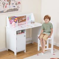 set mesa silla infantil madera estudio estanteria armario escritorio ninos 90x45x86 cm blanco