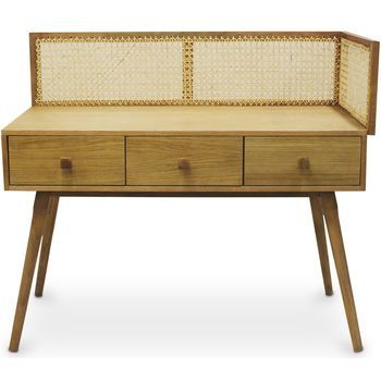 Mesa De Escritorio Diseño Cannage En Madera Natural - Oka Madera Natural