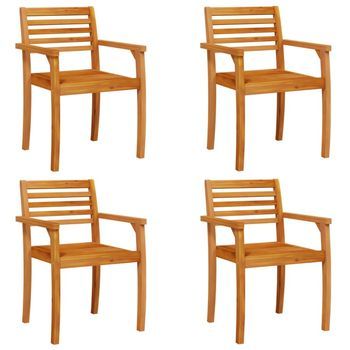 Sillas De Jardín 4 Uds | Silla De Exterior | Sillón Madera Maciza De Acacia 59x55x85 Cm