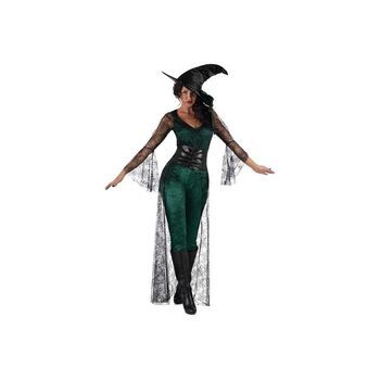 Disfraz Bruja Del Aquelarre Verde Sombrero, Top Con Cola, Corpiño Y Mallas Talla M