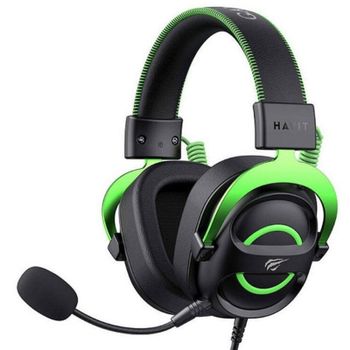 Auriculares Havit 6939119065164 con cable, gaming, jack 3,5 mm, micrófono boom, negro y verde