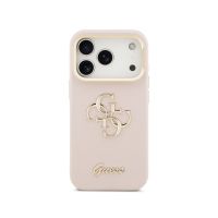 guess funda para iphone 17 pro  carcasa efecto granulado rosa con logo y soporte diseno funcional y ajuste preciso