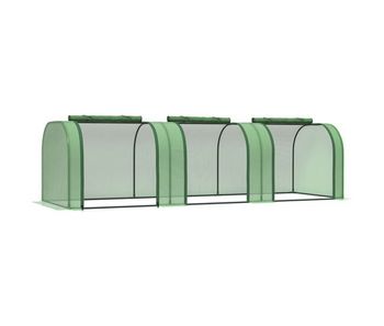 Outsunny invernadero de exterior 295x100x80 cm invernadero de jardín con 3 puertas enrollables marco de acero para cultivos plantas flores verde