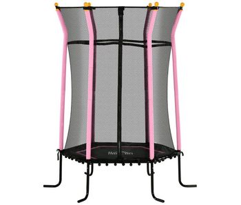 Homcom cama elástica infantil de jardín 122x111x190 cm trampolín para niños de +3 años con red de seguridad marco de acero y sin muelles para interior exterior carga 50 kg rosa