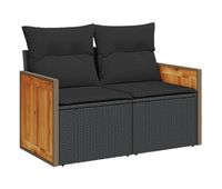 vidaxl sofa de jardin 2 plazas con cojines ratan sintetico negro