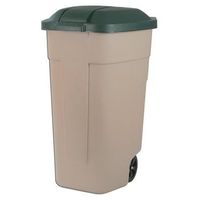 curver cubo de basura exterior curver 100 l con tapa de plastico y ruedas 58x52x88cm