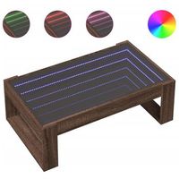 mesa de cafe  mesa de centro con infinity led marron roble 90x53x30 cm