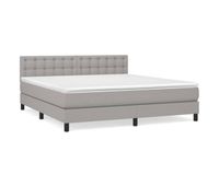 cama box spring con colchon tela gris claro 180x200 cm botones