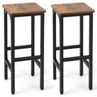 costway juego de 2 taburetes de bar 715 cm silla alta de comedor con reposapies marco metal para comedor cocina pub restaurante marron