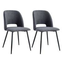 pack 2 sillas comedor mos tejido gris respaldo redondeado patas metalicas en color negro 58x86x50 cm