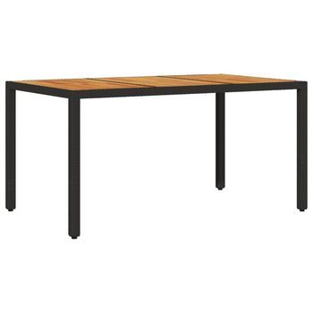 Mesa De Jardín | Mesa De Exterior Superficie Madera Acacia Ratán Negro 150x90x75cm