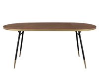 mesa de comedor ovalada de fresno con aro dorado