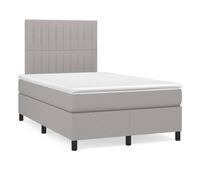 cama box spring con colchon tela gris claro 120x200 cm rayas verticales