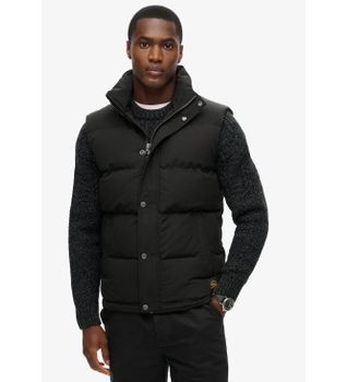 Superdry para hombre. M5012151A Chaleco sin capucha Everest negro (S), Casual, Sostenible, Nylon reciclado