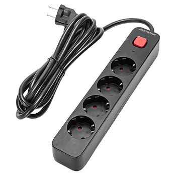 Aigostar Regleta Enchufes, Alargador Enchufe de 4 Enchufes con Interruptor, Cable de 3 Metros, Negro