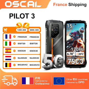 Smartphone resistente OSCAL PILOT 3 [sin cargador de la UE] 36GB (12+24) + 256GB Android 15 6,78