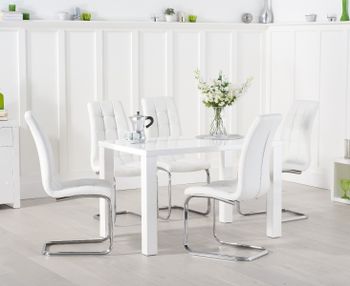 Atlanta 120cm White High Gloss Dining Table with Lorin Chairs