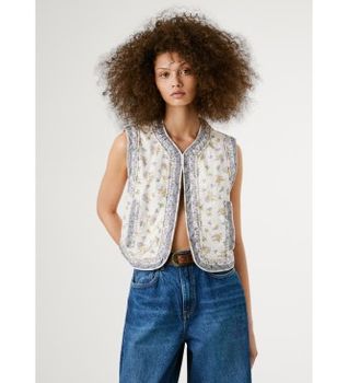Pepe Jeans para mujer. PL402604 Chaleco Sol beige (M), Casual, Algodón