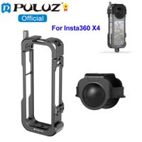 puluz para insta360 x4 jaula protectora de metal marco de carcasa de plataforma con cubierta de lente para insta360 x4 accesorios de marco de aluminio