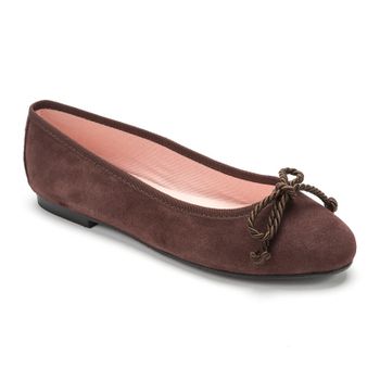 Bailarina ante color marrón oscuro con cordón grueso - Modelo Roma