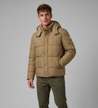 Guess para hombre. M6BL43W4155 Chaqueta acolchada de invierno monogram marrón (XL), Casual, Poliamida
