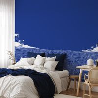 papel pintado panoramico paisaje costero grafico azul 375 x
