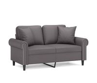 sofa de 2 plazas - sofa de salon - sofa moderno con cojines cuero sintetico gris 120 cm