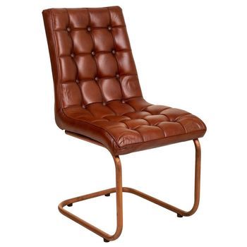 Silla De Metal Y Piel Marrón 46x46x93