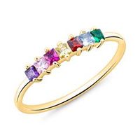 anillo de mujer de plata 925 chapada en oro circonita cubica de colores