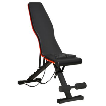 HOMCOM Banco de Musculación Plegable con Respaldo y Asiento Ajustables Extensión de Pierna Cojín de Predicador Banda Negro   Aosom España