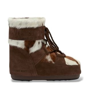 Moon Boot para mujer. 80D1409930 Botas de Piel Icon Low Archive 1985 Cow marrón (39/41), Plano, Cordones, Casual