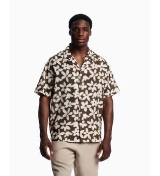 Emporio Armani para hombre. EM000593_AF20443 Camisa Flower verde (S), Casual, Algodón, Manga corta