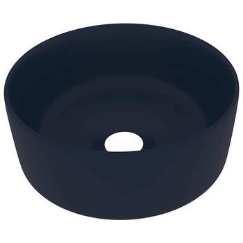 Lavabo De Lujo Redondo Cerámica Azul Oscuro Mate 40x15 Cm Vidaxl