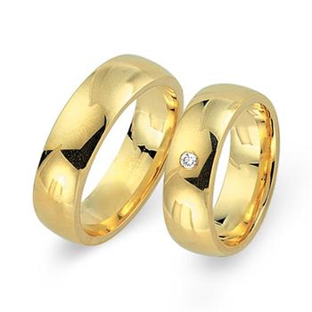 Alianzas oro amarillo 18 quilates con diamante