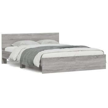 Estructura De Cama Con Cabecero Gris Sonoma 150x200 Cm Vidaxl