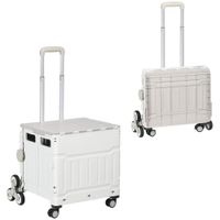 homcom carrito de compras plegable caddie de compras con mango telescopico ajustable y tapa carga max 80 kg blanco   aosom espana