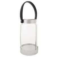 farol de acero inoxidable y cristal plata 125x125x23h cm