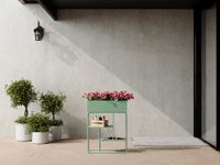 jardinera con patas metal verde almendra