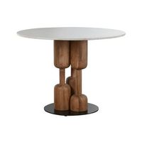 mesa redonda comedor acacia marmol 106x106x76
