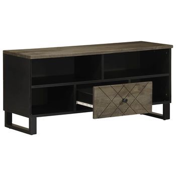 Mueble Tv | Mueble De Salón | Mesa De Tv Madera Maciza De Mango Negro 100x33x46 Cm