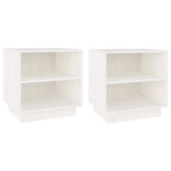 Mesitas De Noche 2 Unidades Madera Maciza De Pino Blanco 40x34x40 Cm