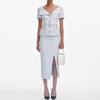 Self-Portrait Bouclé Midi Dress - UK 8