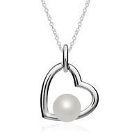 cadena corazon de plata 925 con perla de agua dulce
