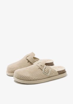 Zuecos Vibe Clog Corduroy Beige - Beige