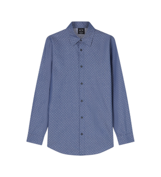 A|X Armani Exchange para hombre. XM002739AF24681FB443 Camisa Essential azul (L), Casual, Algodón, Manga larga